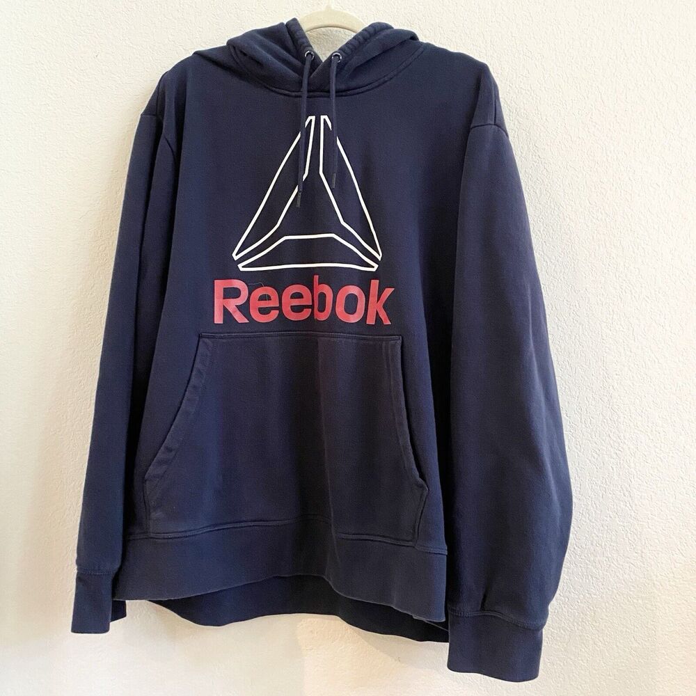 Reebok Men's Pullover‎ Hoodie Sweatshirt Navy Blue Sizes  2X Large